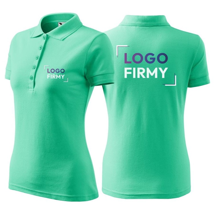 Koszulka miętowa polo z logo na sercu i plecach damska z nadrukiem logo firmy 200g 210 kolor 95 koszulka polo.jpg