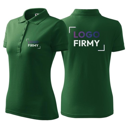Koszulka zieleń butelkowa polo z logo na sercu i plecach damska z nadrukiem logo firmy 200g 210 kolor 06 koszulka polo.jpg