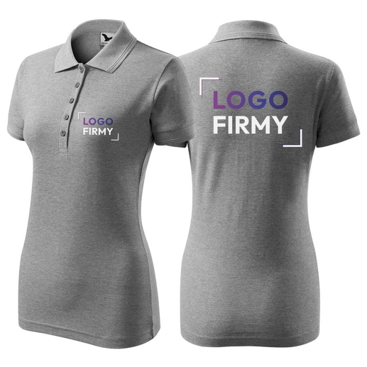Koszulka ciemnoszary melanż polo z logo na sercu i plecach damska z nadrukiem logo firmy 200g 210 kolor 12 koszulka polo.jpg