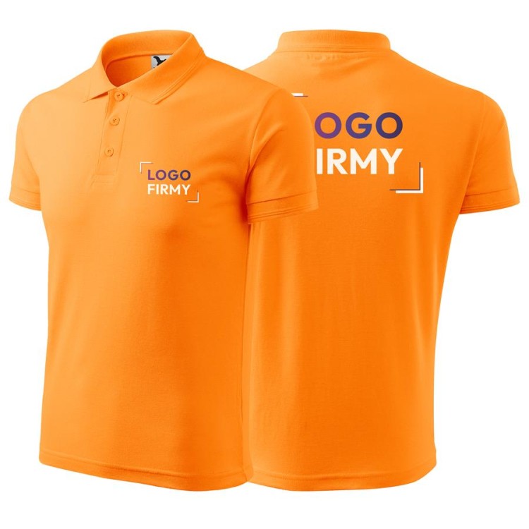 Koszulka mandarynkowa polo z logo na sercu i plecach męska z nadrukiem logo firmy 200g 203 kolor A2 koszulka polo.jpg