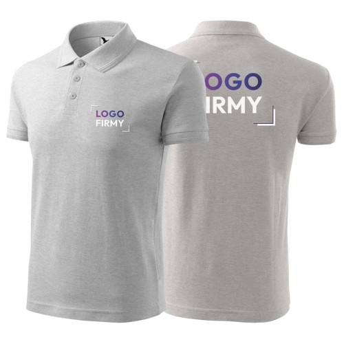 Koszulka jasnoszary melanż polo z logo na sercu i plecach męska z nadrukiem logo firmy 200g 203 kolor 03 koszulka polo.jpg