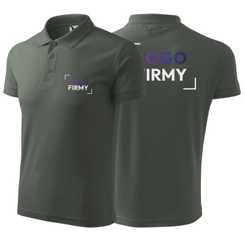 Koszulka ciemny khaki polo z logo na sercu i plecach męska z nadrukiem logo firmy 200g 203 kolor 67 koszulka polo.jpg