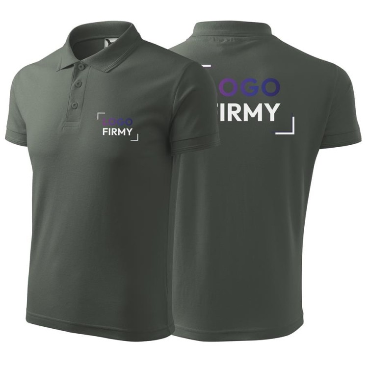 Koszulka ciemny khaki polo z logo na sercu i plecach męska z nadrukiem logo firmy 200g 203 kolor 67 koszulka polo.jpg