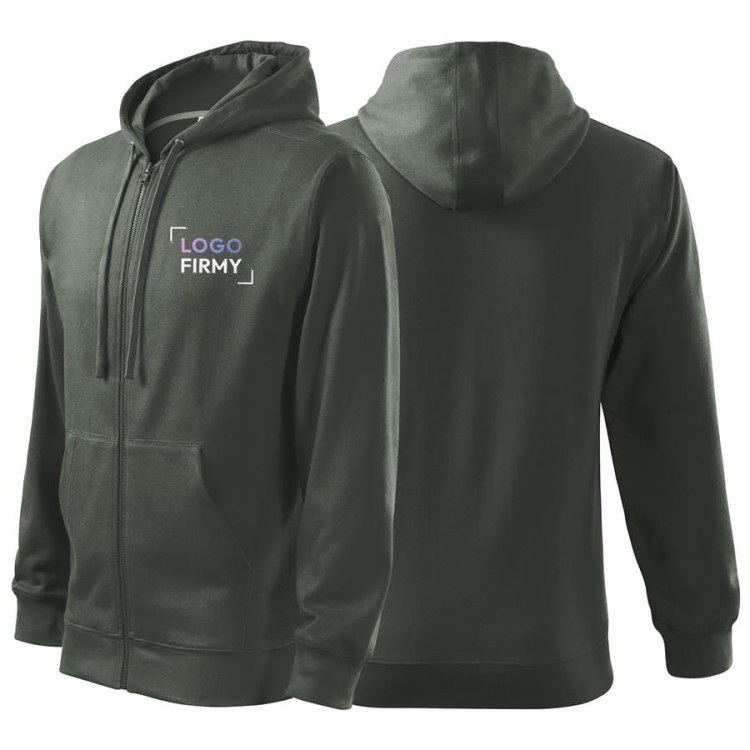 Bluza ciemny khaki męska z logo na sercu z nadrukiem logo firmy 300g 410 kolor 67 bluza trendy zipper.jpg