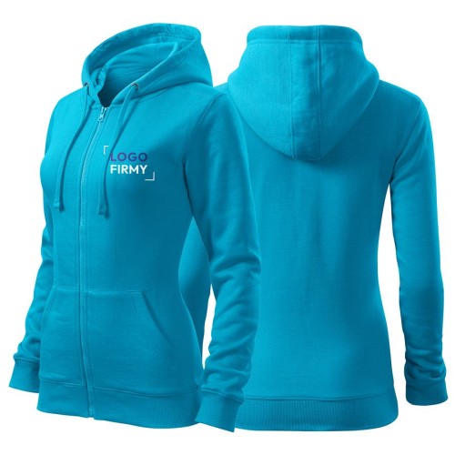 Bluza turkusowa damska z logo na sercu z nadrukiem logo firmy 300g 411 kolor 44 bluza trendy zipper.jpg