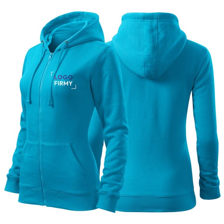 Bluza turkusowa damska z logo na sercu z nadrukiem logo firmy 300g 411 kolor 44 bluza trendy zipper.jpg