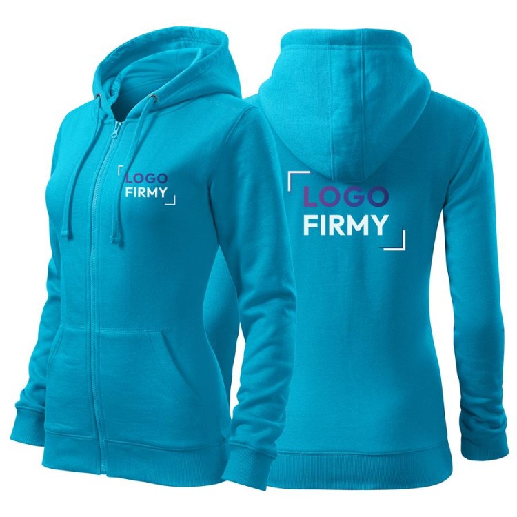 Bluza turkusowa damska z logo na sercu i plecach z nadrukiem logo firmy 300g 411 kolor 44 bluza trendy zipper.jpg