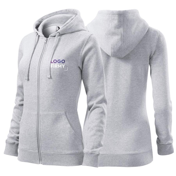 Bluza jasnoszary melanż damska z logo na sercu z nadrukiem logo firmy 300g 411 kolor 03 bluza trendy zipper.jpg