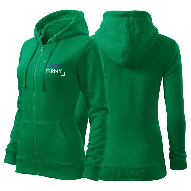 Bluza zieleń trawy damska z logo na sercu z nadrukiem logo firmy 300g 411 kolor 16 bluza trendy zipper.jpg