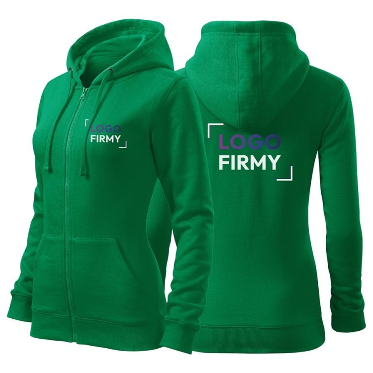 Bluza zieleń trawy damska z logo na sercu i plecach z nadrukiem logo firmy 300g 411 kolor 16 bluza trendy zipper.jpg