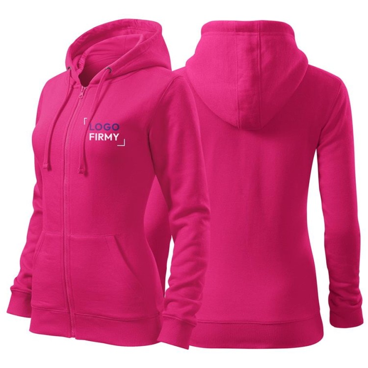 Bluza czerwień purpurowa damska z logo na sercu z nadrukiem logo firmy 300g 411 kolor 40 bluza trendy zipper.jpg