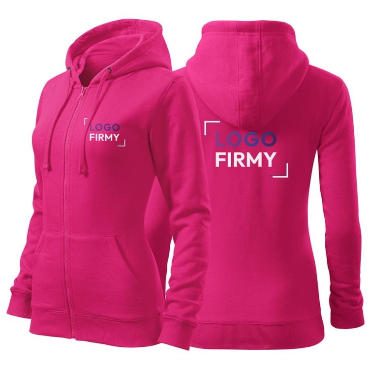Bluza czerwień purpurowa damska z logo na sercu i plecach z nadrukiem logo firmy 300g 411 kolor 40 bluza trendy zipper.jpg