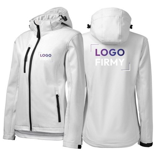 Kurtka biała softshell Malfini damska z logo na sercu i plecach z nadrukiem logo firmy 300g 521 kolor 00.jpg