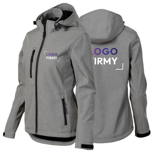 Kurtka ciemnoszaro melanżowa softshell Malfini damska z logo na sercu i plecach z nadrukiem logo firmy 300g 521 kolor.jpg