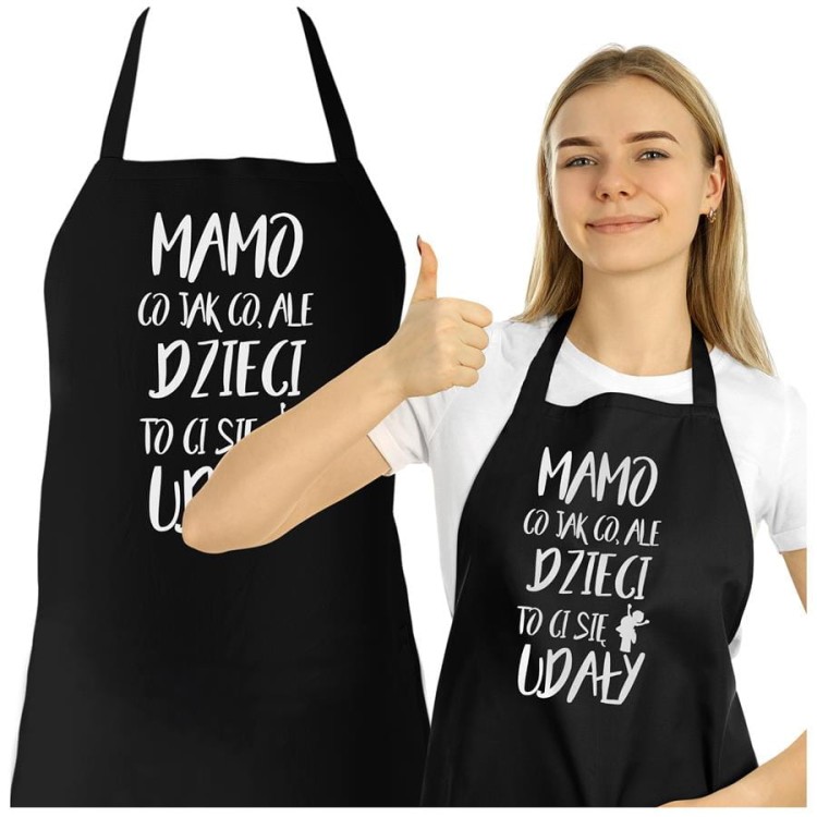 Fartuch Kuchenny dla Mamy z nadrukiem MAMO co jak co, ale dzieci to Ci się udały Upominek Grill Dzień Matki (1).jpg