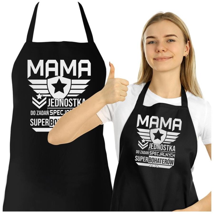 Fartuch Kuchenny dla Mamy z nadrukiem Mama jednostka do zadań specjalnych super bohaterów Upominek Grill Dzień Matki (1).jpg