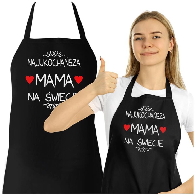 Fartuch Kuchenny dla Mamy z nadrukiem Najukochańsza mama na świecie Upominek Grill Dzień Matki (1).jpg