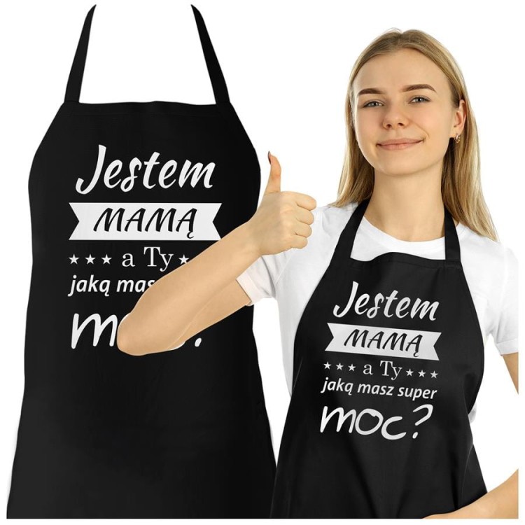 Fartuch Kuchenny dla Mamy z nadrukiem Jestem MAMĄ a Ty jaką masz super moc Upominek Grill Dzień Matki (2).jpg