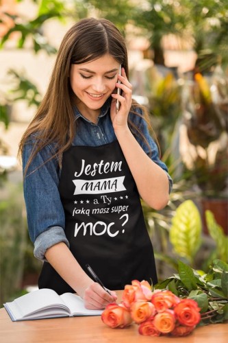 Fartuch Kuchenny dla Mamy z nadrukiem Jestem MAMĄ a Ty jaką masz super moc Upominek Grill Dzień Matki (1).jpg