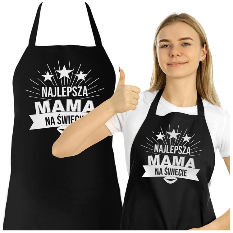 Fartuch Kuchenny dla Mamy z Nadrukiem Najlepsza mama na świecie Upominek Grill Dzień Matki (1).jpg