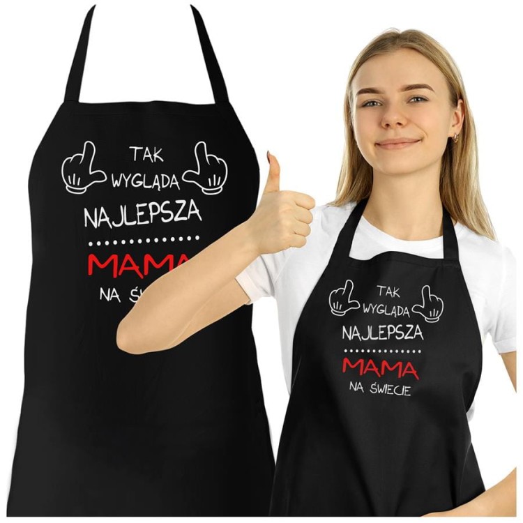 Fartuch Kuchenny dla Mamy z Nadrukiem Tak wygląda najlepsza mama świecie Upominek Grill Dzień Matki (1).jpg
