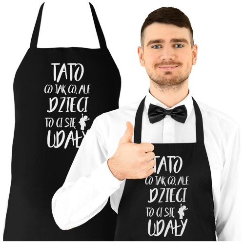 Fartuch Kuchenny dla Taty z nadrukiem Tato co jak co, ale dzieci to Ci się udały Upominek Grill Dzień Ojca (2).jpg