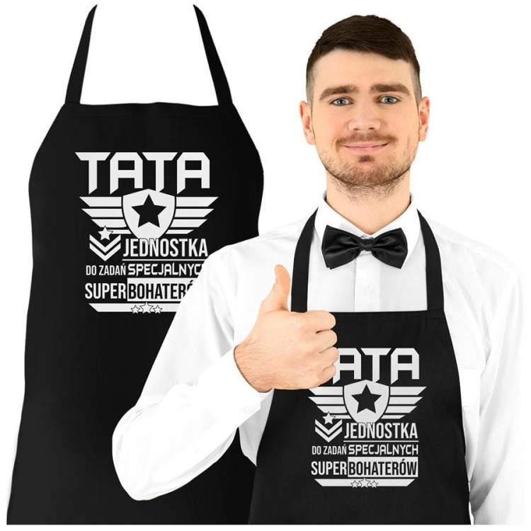 Fartuch Kuchenny dla Taty z nadrukiem Tata jednostka do zadań specjalnych superbohaterów Upominek Grill Dzień Ojca (2).jpg