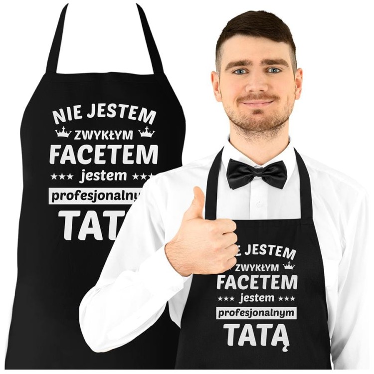 Fartuch Kuchenny dla Taty z nadrukiem Nie jestem zwykłym facetem, jestem profesjonalnym tatą Upominek Grill Dzień Ojca (2).jpg
