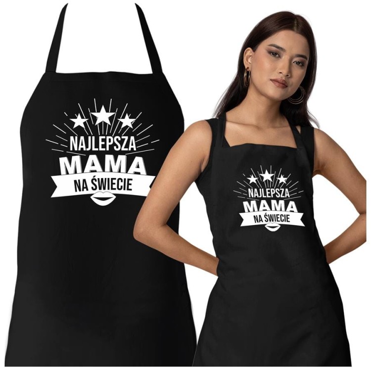 Fartuch Kuchenny dla Mamy z Nadrukiem Najlepsza mama na świecie Upominek Grill Dzień Matki.jpg