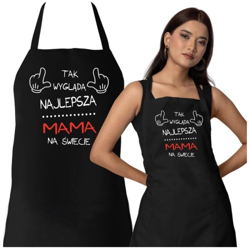 Fartuch Kuchenny dla Mamy z Nadrukiem Tak wygląda najlepsza mama świecie Upominek Grill Dzień Matki.jpg