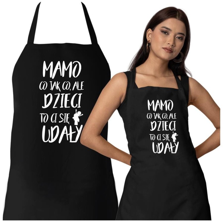 Fartuch Kuchenny dla Mamy z nadrukiem MAMO co jak co, ale dzieci to Ci się udały Upominek Grill Dzień Matki.jpg