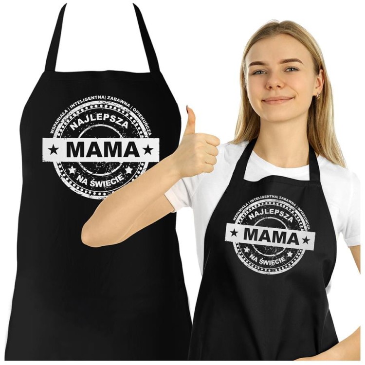 Fartuch Kuchenny dla Mamy z Nadrukiem Wspaniała  inteligentna  zabawna  opiekuńcza Najlepsza Mama na świecie Upominek Grill Dzień Matki (2).jpg