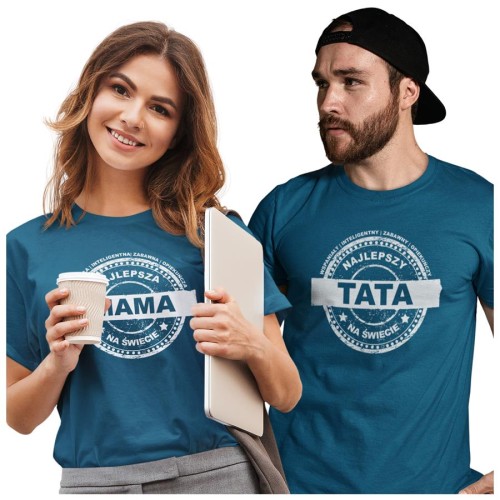 Zestaw koszulek dla rodziców na prezent koszulka dla mamy i taty wspaniały, inteligentny, zabawny, opiekuńczy NAJLEPSZY TATA NA ŚWIECIE wspaniała, intelig.jpg