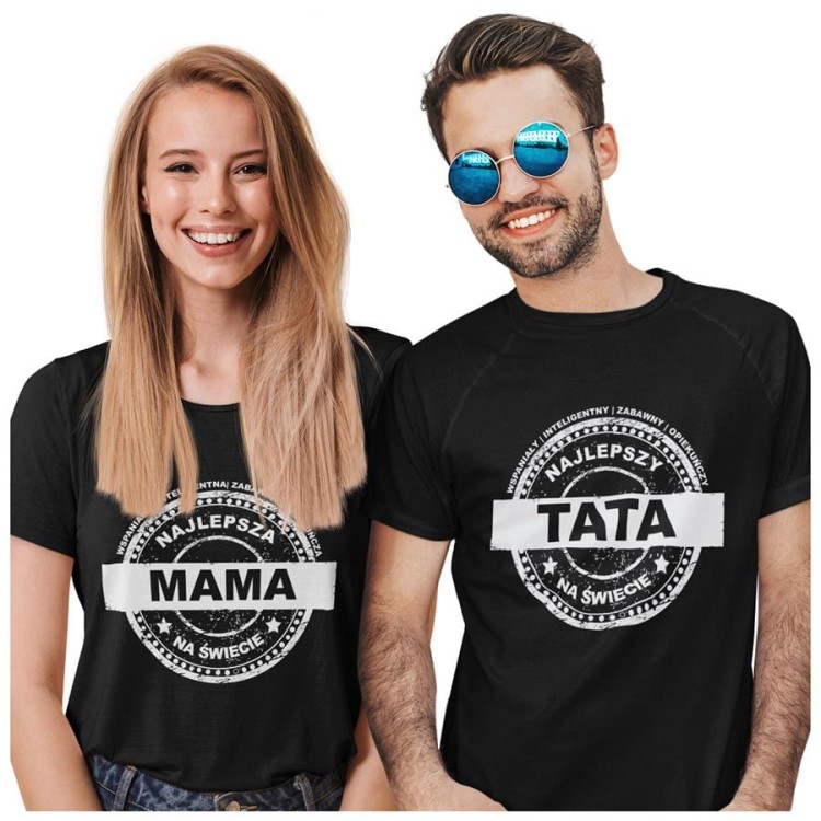 Zestaw koszulek dla rodziców na prezent koszulka dla mamy i taty wspaniały, inteligentny, zabawny, opiekuńczy NAJLEPSZY TATA NA ŚWIECIE wspaniała, inteligen.jpg