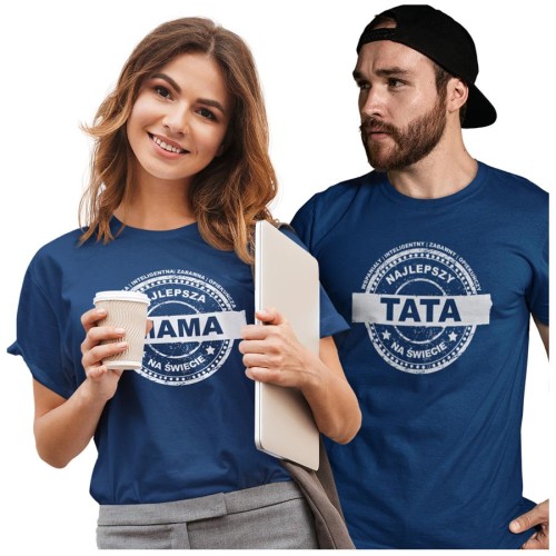 Zestaw koszulek dla rodziców na prezent koszulka dla mamy i taty wspaniały, inteligentny, zabawny, opiekuńczy NAJLEPSZY TATA NA ŚWIECIE wspaniała, intelig (5).jpg