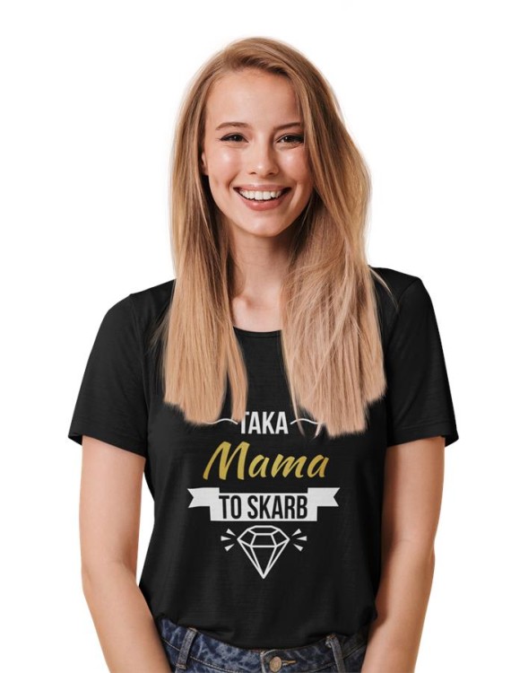 Zestaw koszulek dla rodziców na prezent koszulka dla mamy i taty Taka mama to skarb i Taka mama to skarb kolor czarny  (1).jpg
