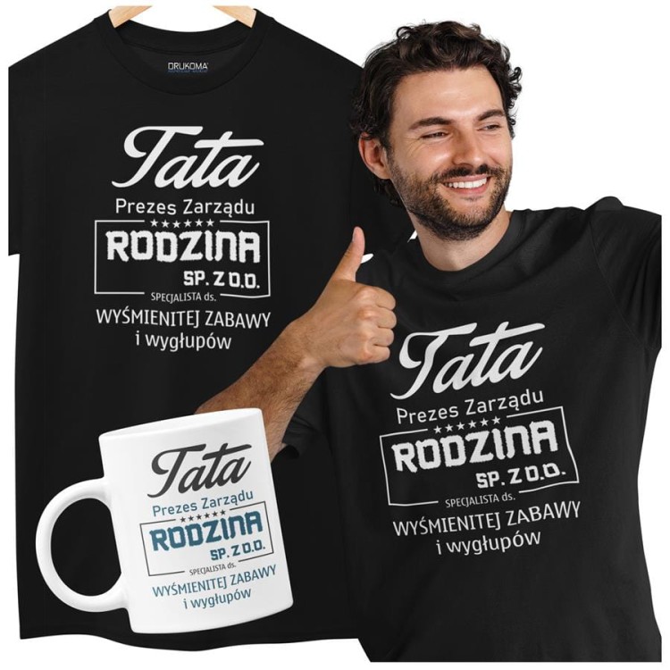 Koszulka dla taty wraz z kubkiem Tata prezes zarządu rodzina sp. z o.o. specjalista ds. wyśmienitej zabawy i wygłupów (2).jpg