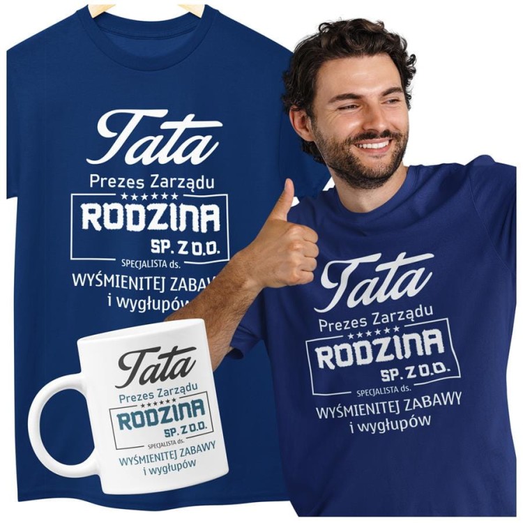 KOSZULKA DLA TATY NA PREZENT NA URODZINY NA DZIEŃ OJCA Tata Prezes Zarządu Rodzina SP. ZO.O. specjalista ds. wyśmienitej zabawy i wygłupów kolor gran.jpg