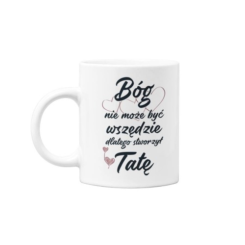 Koszulka dla taty wraz z kubkiem z nadrukiem Bóg nie może być wszędzie dlatego stworzył Tatę t-shirt w kolorze khaki.jpg