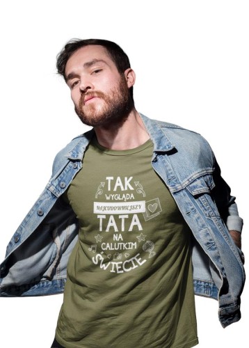 Koszulka dla taty wraz z kubkiem z nadrukiem Tak wygląda najcudowniejszy tata na calutkim świecie khaki  (3).jpg