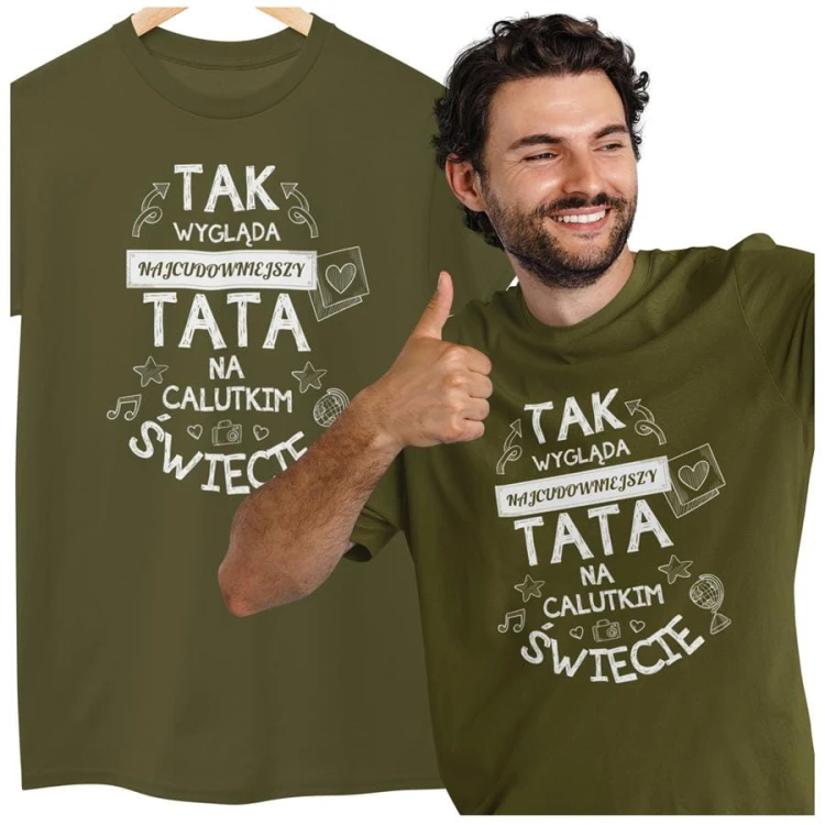 Koszulka dla taty wraz z kubkiem z nadrukiem Tak wygląda najcudowniejszy tata na calutkim świecie khaki  (3).jpg
