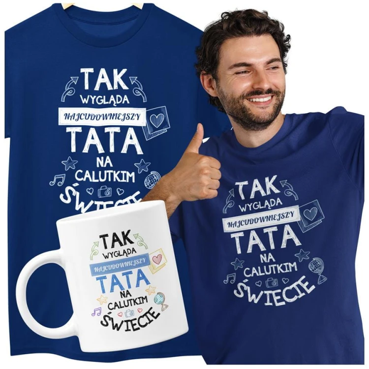 Koszulka dla taty wraz z kubkiem z nadrukiem Tak wygląda najcudowniejszy tata na calutkim świecie granatowy (2).jpg