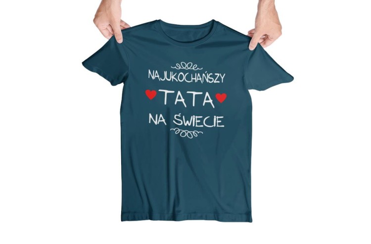 Koszulka dla taty wraz z kubkiem z nadrukiem Najukochańszy tata na świecie t-shirt w kolorze petrol blue (1).jpg