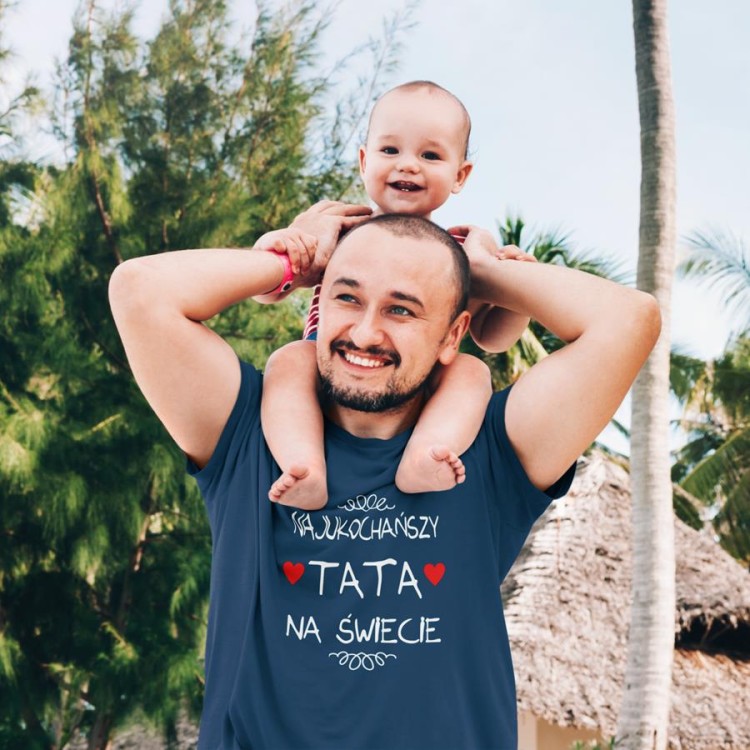 Koszulka dla taty wraz z kubkiem z nadrukiem Najukochańszy tata na świecie t-shirt w kolorze petrol blue (3).jpg