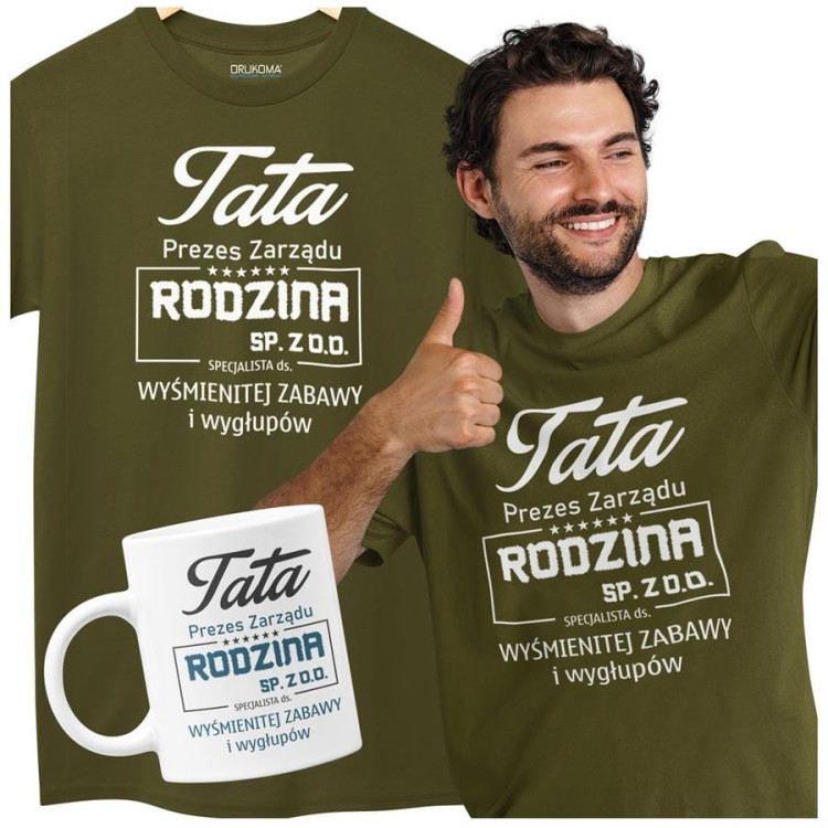 Koszulka dla TATY modny prezent na Dzień Ojca Stylowa koszulka Tata Prezes Zarządu Rodzina SP. ZO.O. specjalista ds. wyśmienitej zabawy i wygłupów ko.jpg