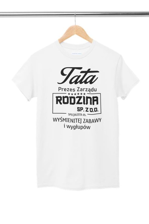 Koszulka dla TATY modny prezent na Dzień Ojca Stylowa koszulka Tata Prezes Zarządu Rodzina SP. ZO.O. specjalista ds. wyśmienitej zabawy i wygłupów kolor khaki (1).jpg