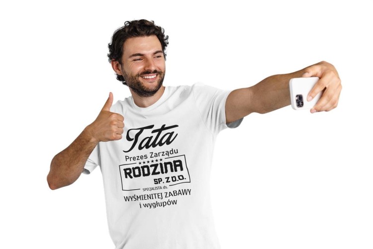 Koszulka dla TATY modny prezent na Dzień Ojca Stylowa koszulka Tata Prezes Zarządu Rodzina SP. ZO.O. specjalista ds. wyśmienitej zabawy i wygłupów kolor khak.jpg
