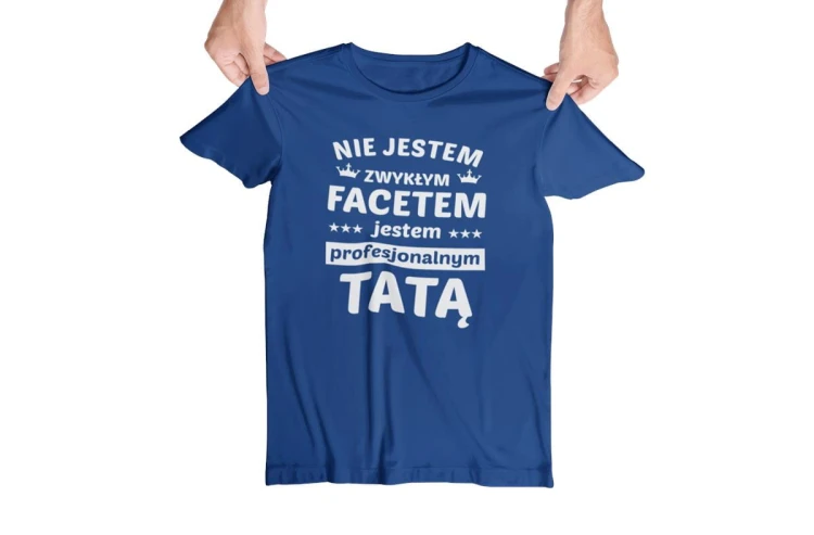 Koszulka dla TATY modny prezent na Dzień Ojca Stylowa koszulka Nie jestem zwykłym facetem jestem profesjonalnym TATĄ kolor granatowy (8).jpg