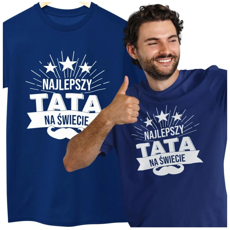 Koszulka dla TATY modny prezent na Dzień Ojca Stylowa koszulka Najlepszy TATA na świecie kolor granatowy.jpg