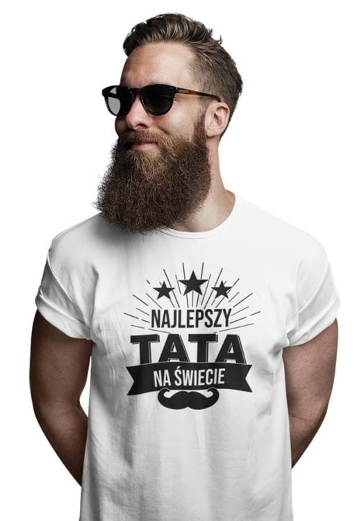 Koszulka dla taty wraz z kubkiem z nadrukiem Najlepszy tata na świecie t-shirt w kolorze białym (4).jpg